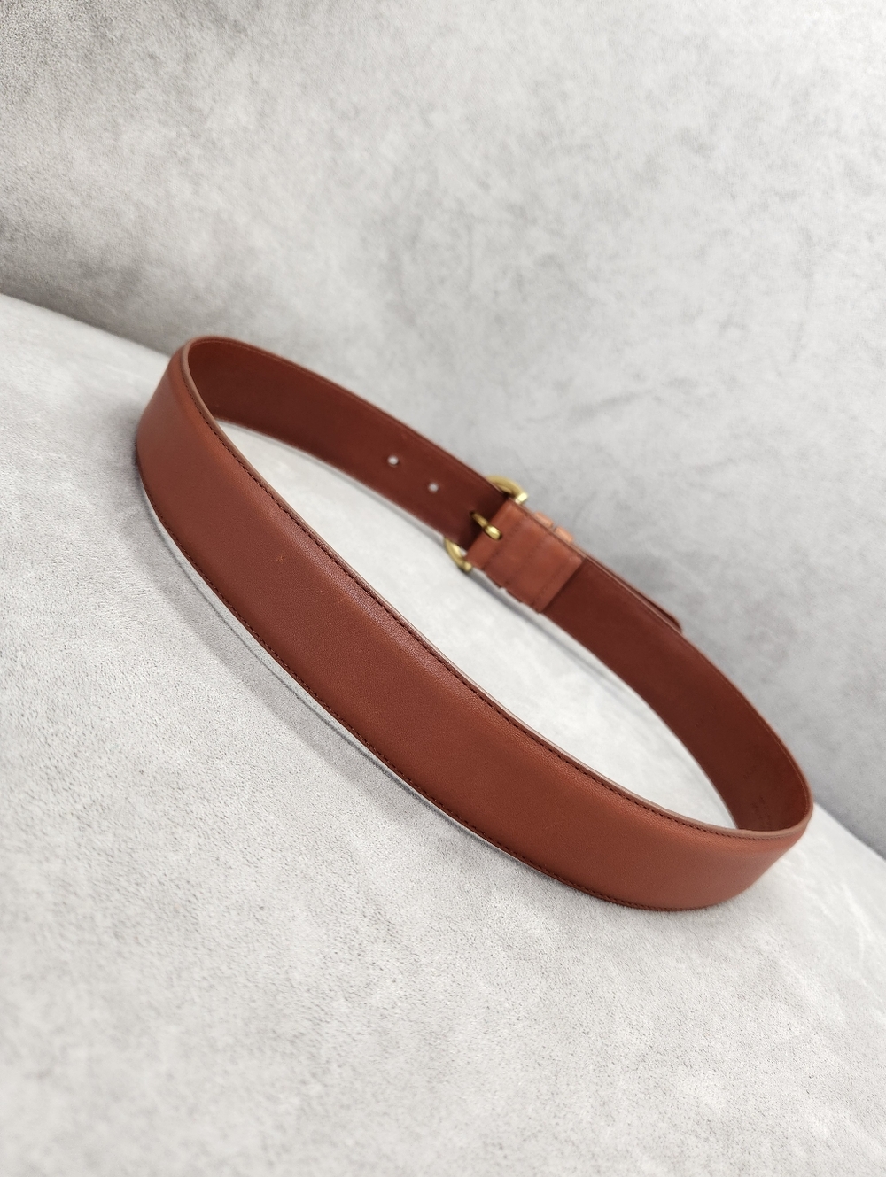 Coach Belt M Brown Cowhide Leather 8500 Solid Brass Golden Tone Buckle Preppy - Picture 7 of 10